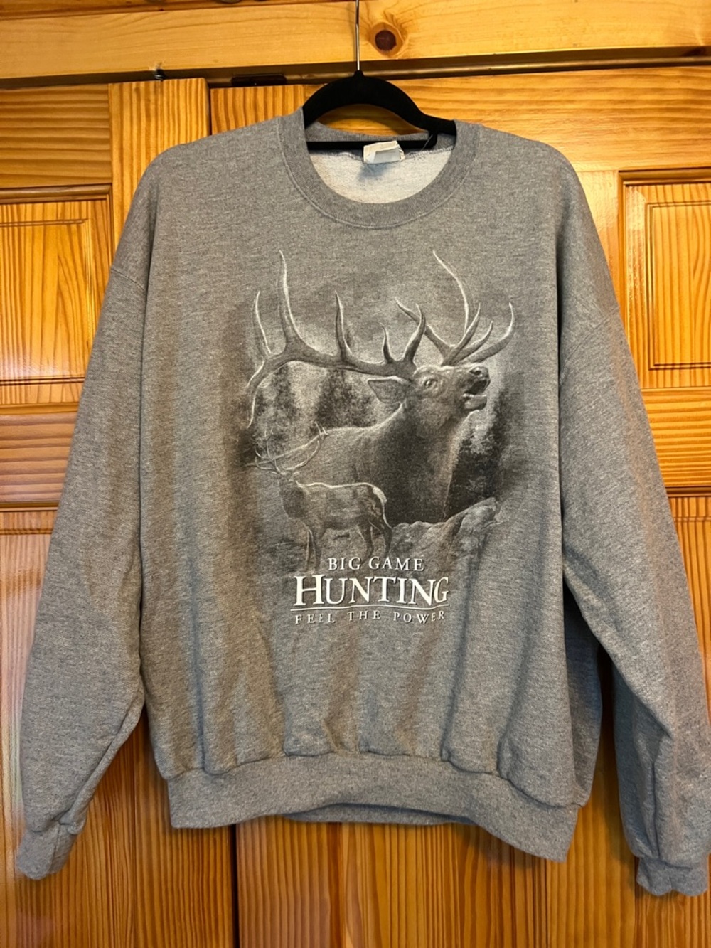Gray Big Game Hunting Graphic Crewneck Sweatshirt